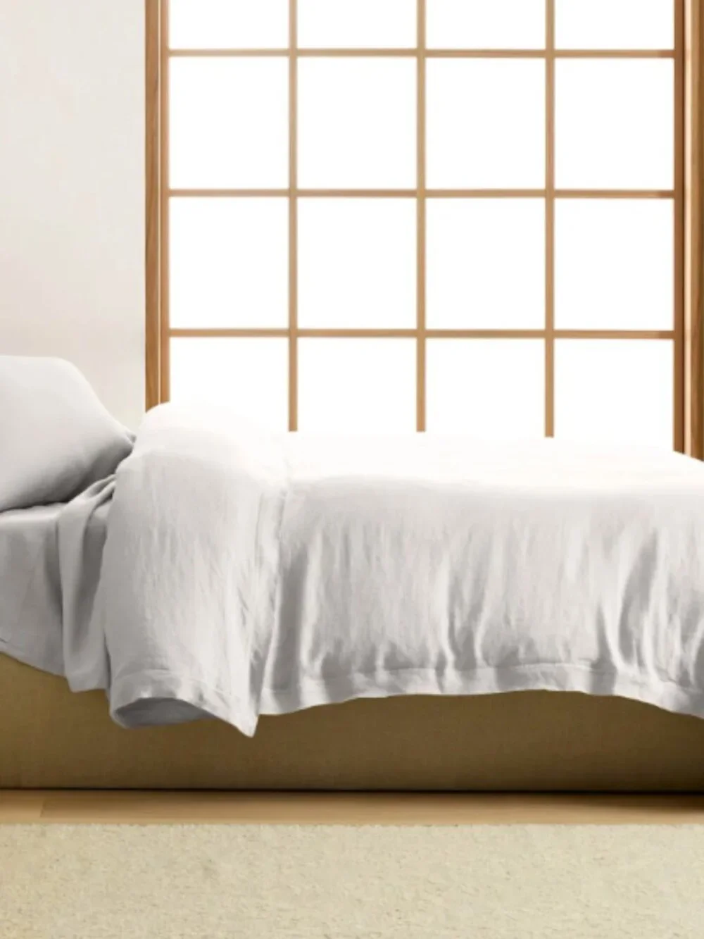 New! Quince European Linen Double Flange King Duvet Cover in Light Grey